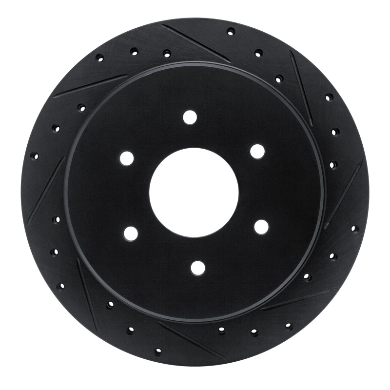 Nissan Titan Brake Rotor (1) - Rear Right - R1 Concepts - Drilled & Slotted - Black - `17-`24
